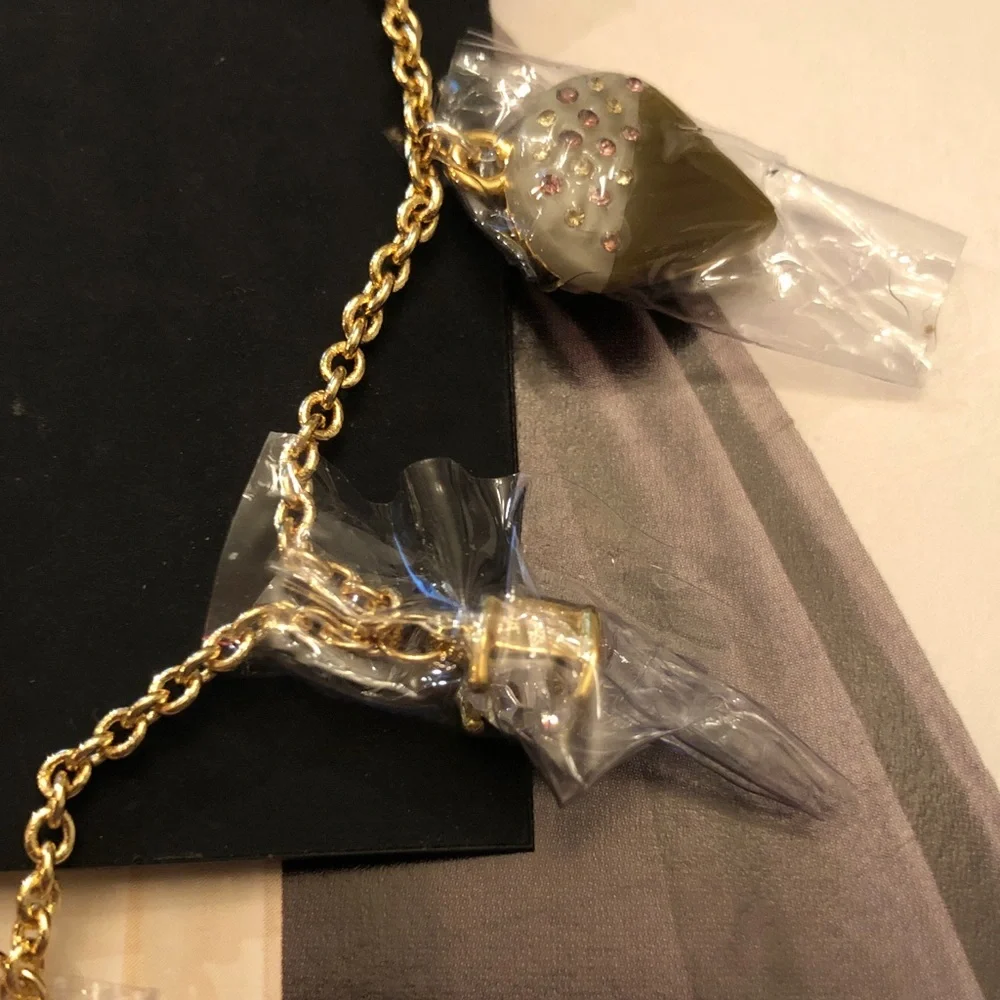 Authentic New on card COACH Gold-Tone Multi-Color Charm Necklace